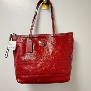 Coach Cherry Red Leather Tote